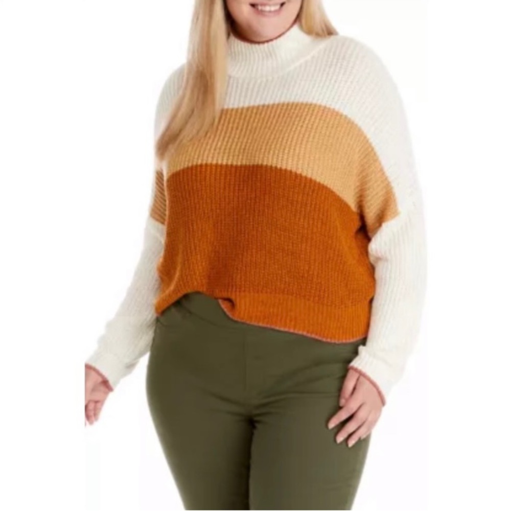 Plus Size Color Block Sweater